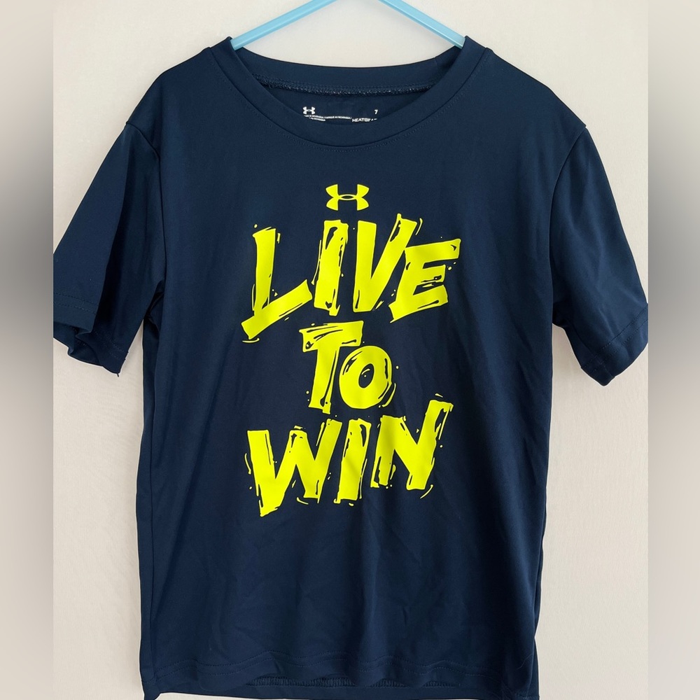 Under Armour Boys Athletic Tee in Blue/Neon Yellow